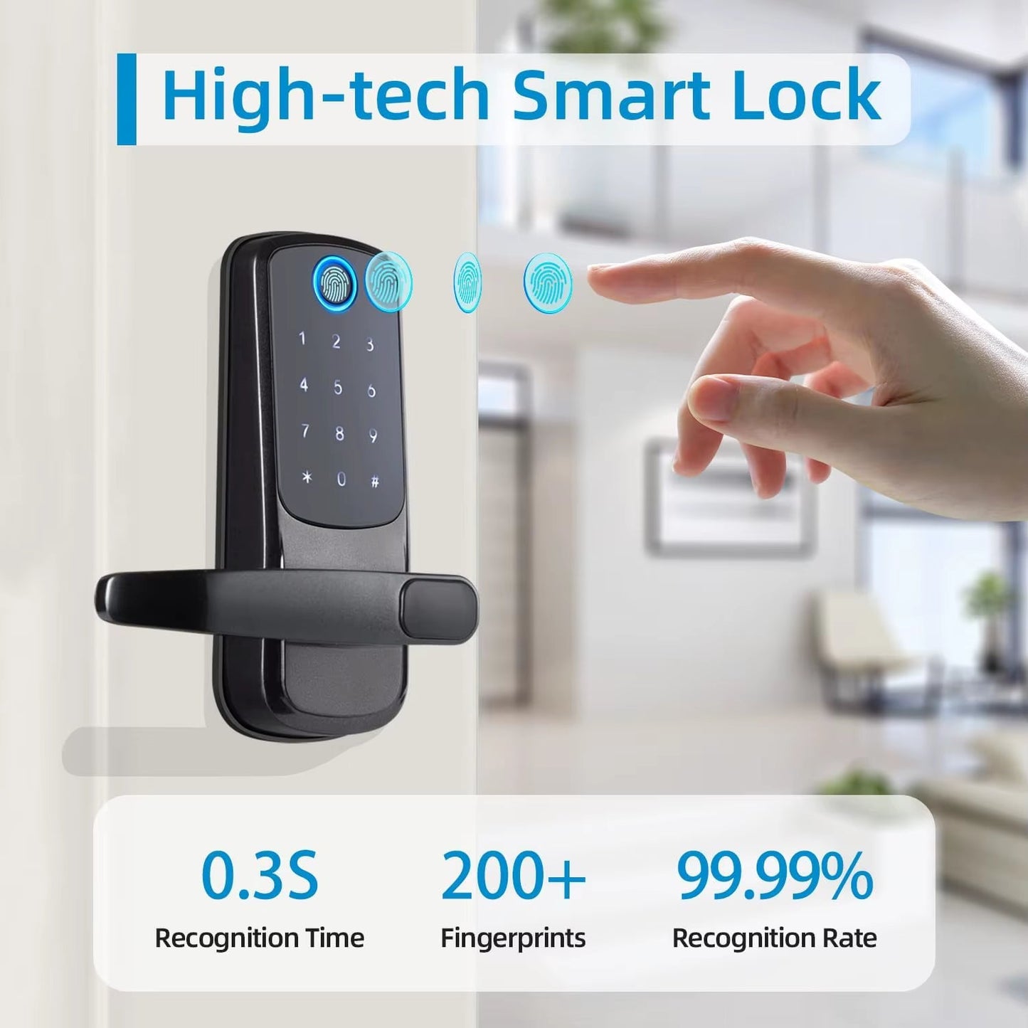 Smart Lock 5 in 1 Door Lock with Handle Biometric Technology Storage Memory Function TT LOCK APP Control