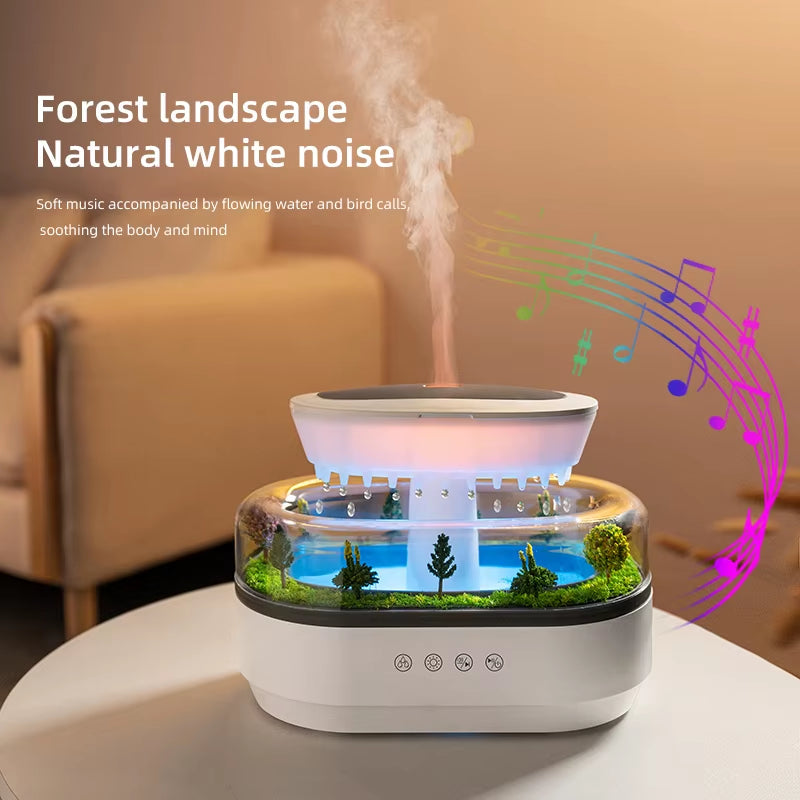 AuraMist Raindrop Humidifier – Aromatherapy Diffuser with Rainbow Light & Essential Oil Benefits for Home