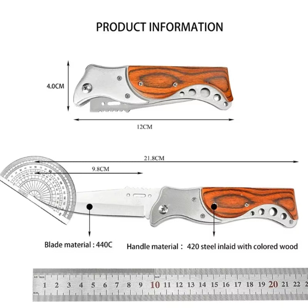 AK47 Tactical Folding Knife – Multi-Purpose Survival Blade with LED Light & Nylon Sheath