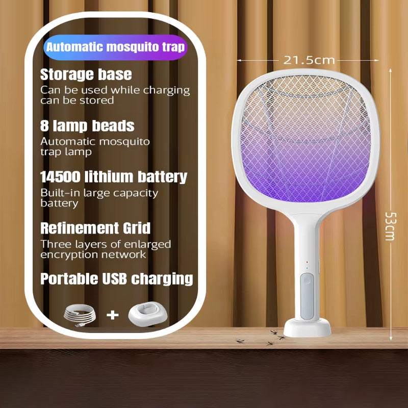 ZapAway USB Electric Mosquito Lamp & Fly Swatter – Portable Handheld Triple-Layer Mesh for Instant Relief