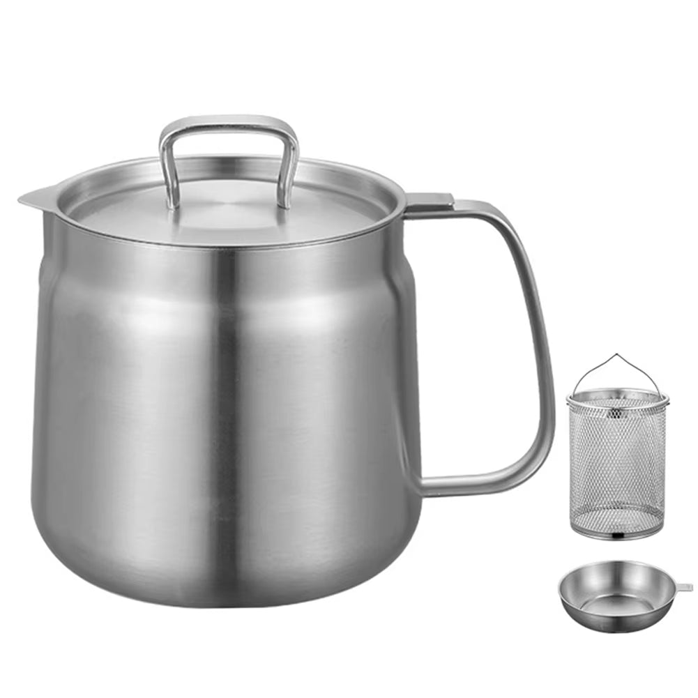 FryMaster 1.5/2L Stainless Steel Kitchen Fryer – Large Capacity Deep Frying Pot with Oil Filter