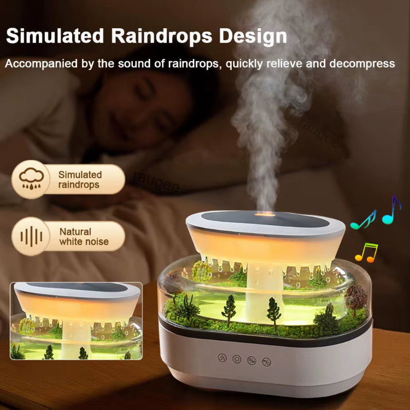 AuraMist Raindrop Humidifier – Aromatherapy Diffuser with Rainbow Light & Essential Oil Benefits for Home